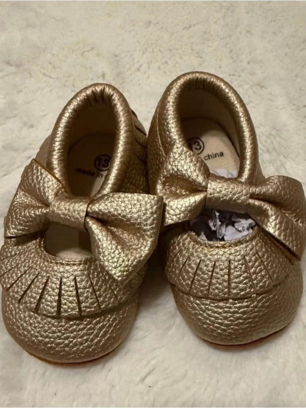 Toddler Metallic Gold Bow Mary Jane Shoes Size 4 Baby